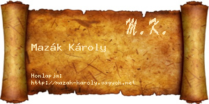 Mazák Károly névjegykártya